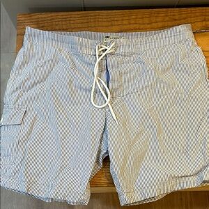 J. Crew White and Blue Striped Board Shorts